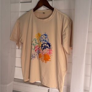Cream Graphic T-Shirt with Colorful Print